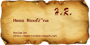 Hess Roxána névjegykártya