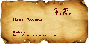Hess Roxána névjegykártya
